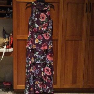 Semi formal floral dress, size 12. Floral patterned with layered skirt